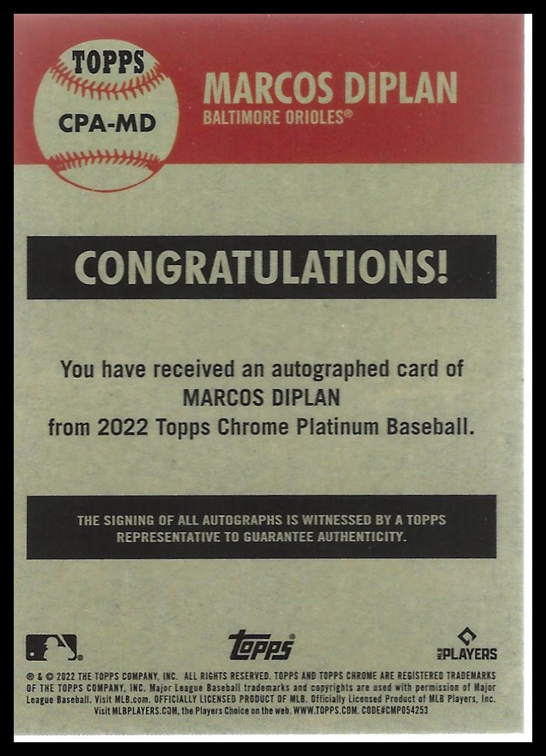 2022 Topps Chrome Platinum Anniversary #CPA-MD Marcos Diplan Autographs