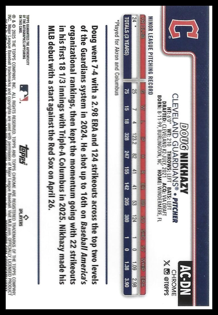 2025 Topps Chrome Update #AC-DN Doug Nikhazy Chrome Update Autographs