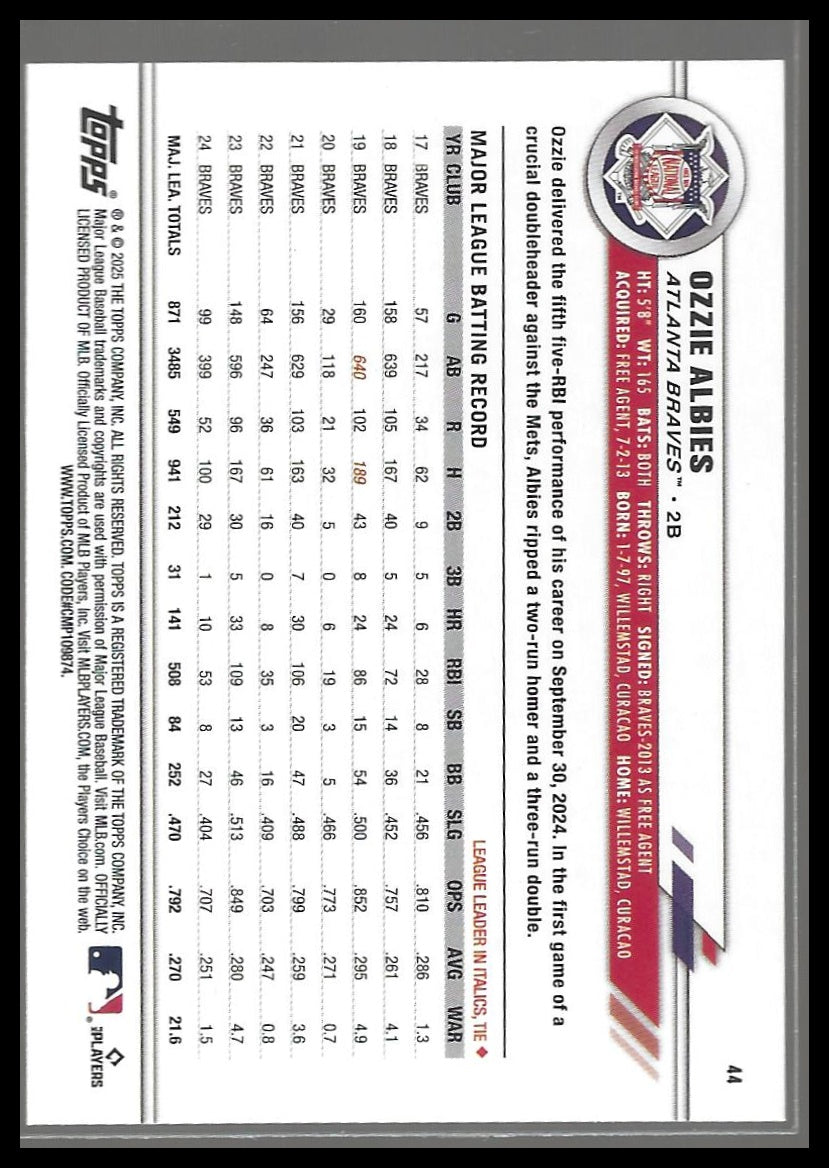 2025 Topps All-Star Game #44 Ozzie Albies Blue Foil #/150