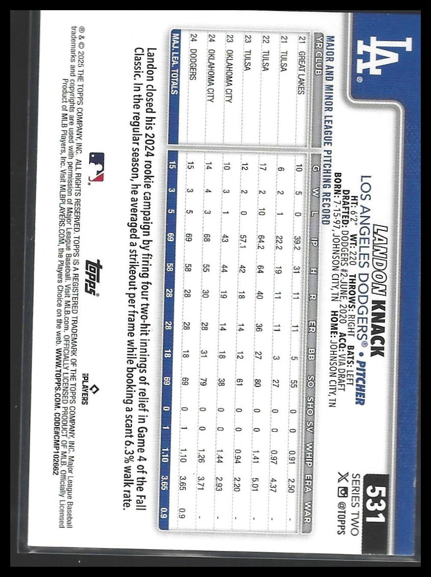 2025 Topps #531 Landon Knack Silver Crackle Foilboard