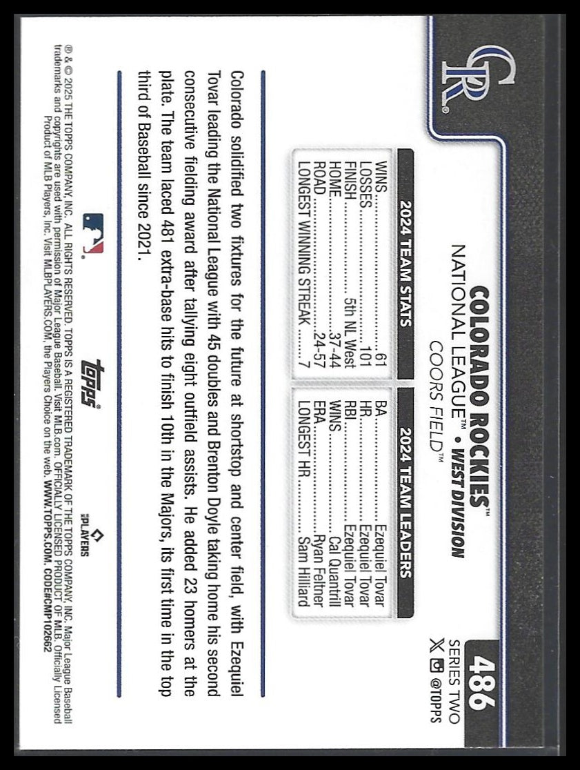 2025 Topps #486 Colorado Rockies Silver Crackle Foilboard