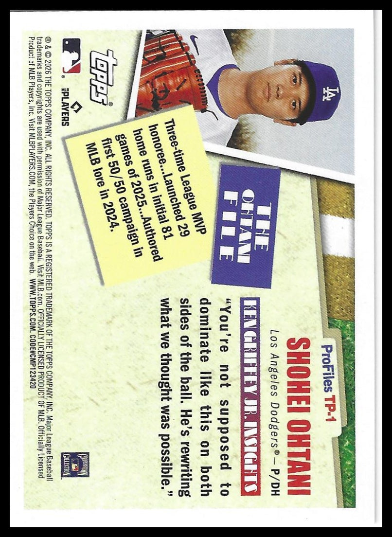 2026 Topps #TP-1 Shohei Ohtani Topps Profiles