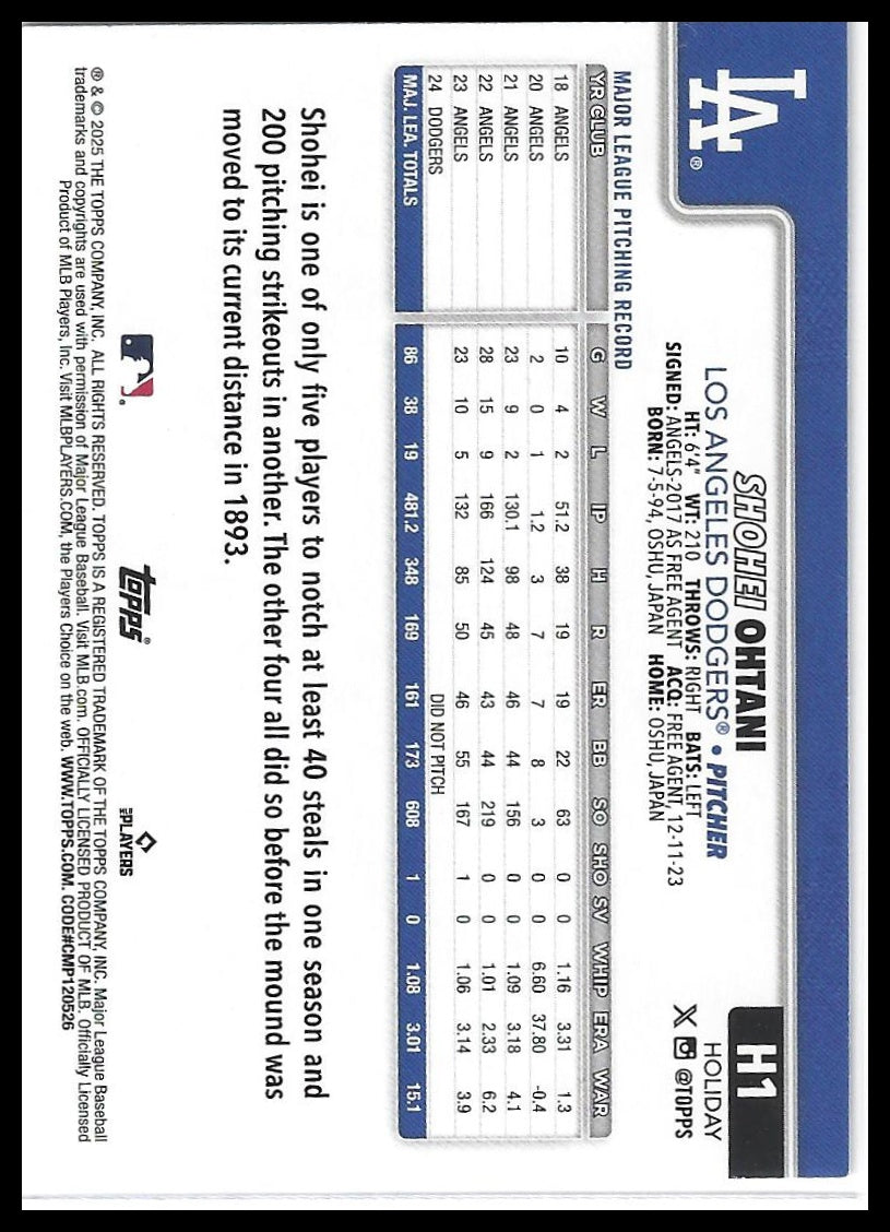 2025 Topps Holiday #H1 Shohei Ohtani