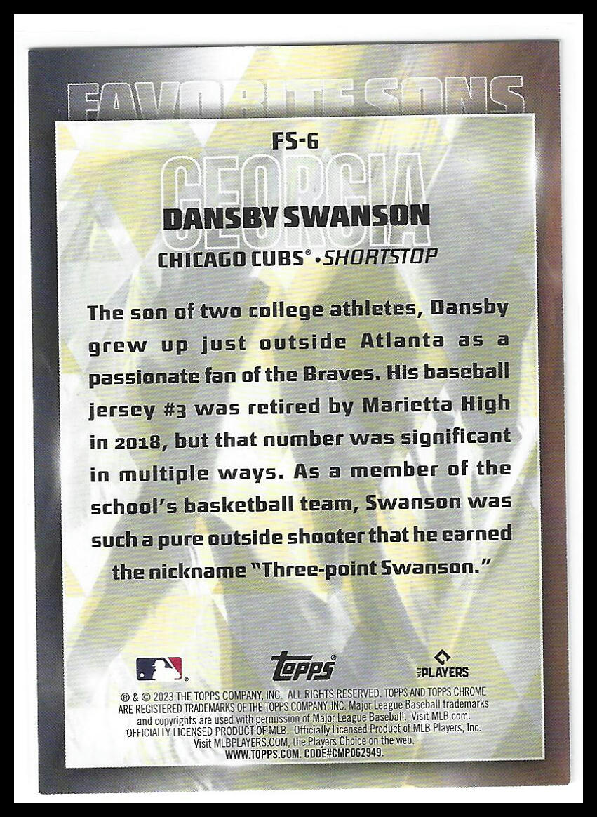 2023 Topps #FS-6 Dansby Swanson Favorite Sons