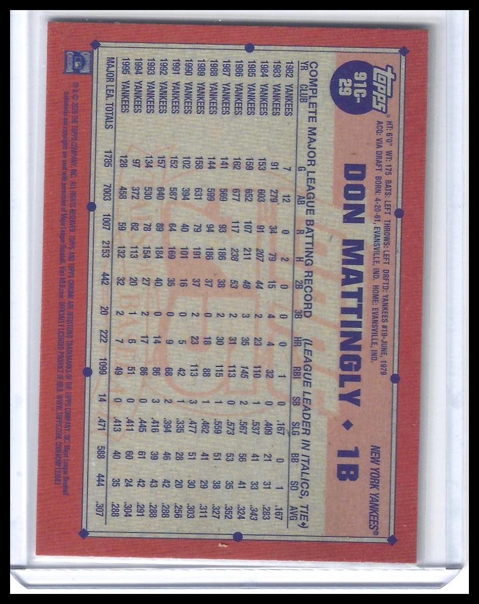 2026 Topps #91C-29 Don Mattingly 1991 35th Anniversary Chrome (Series One)
