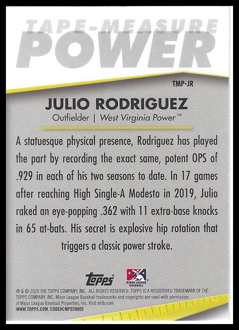 2020 Topps Pro Debut #TMP-JR Julio Rodriguez Tape-Measure Power
