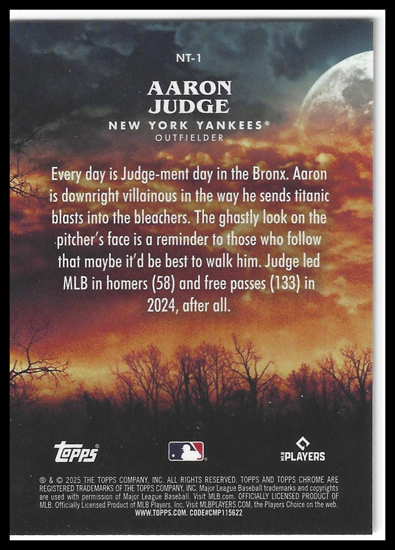 2025 Topps Chrome Update #NT-1 Aaron Judge Night Terrors