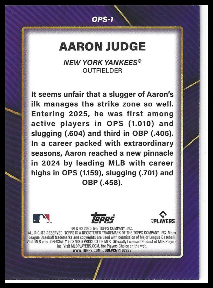 2025 Topps #OPS-1 Aaron Judge OPS Leaders