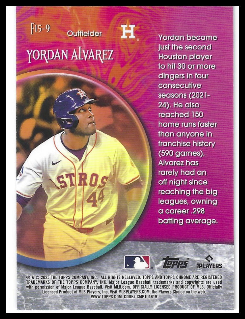 2025 Topps Chrome #F15-9 Yordan Alvarez Fortune 15