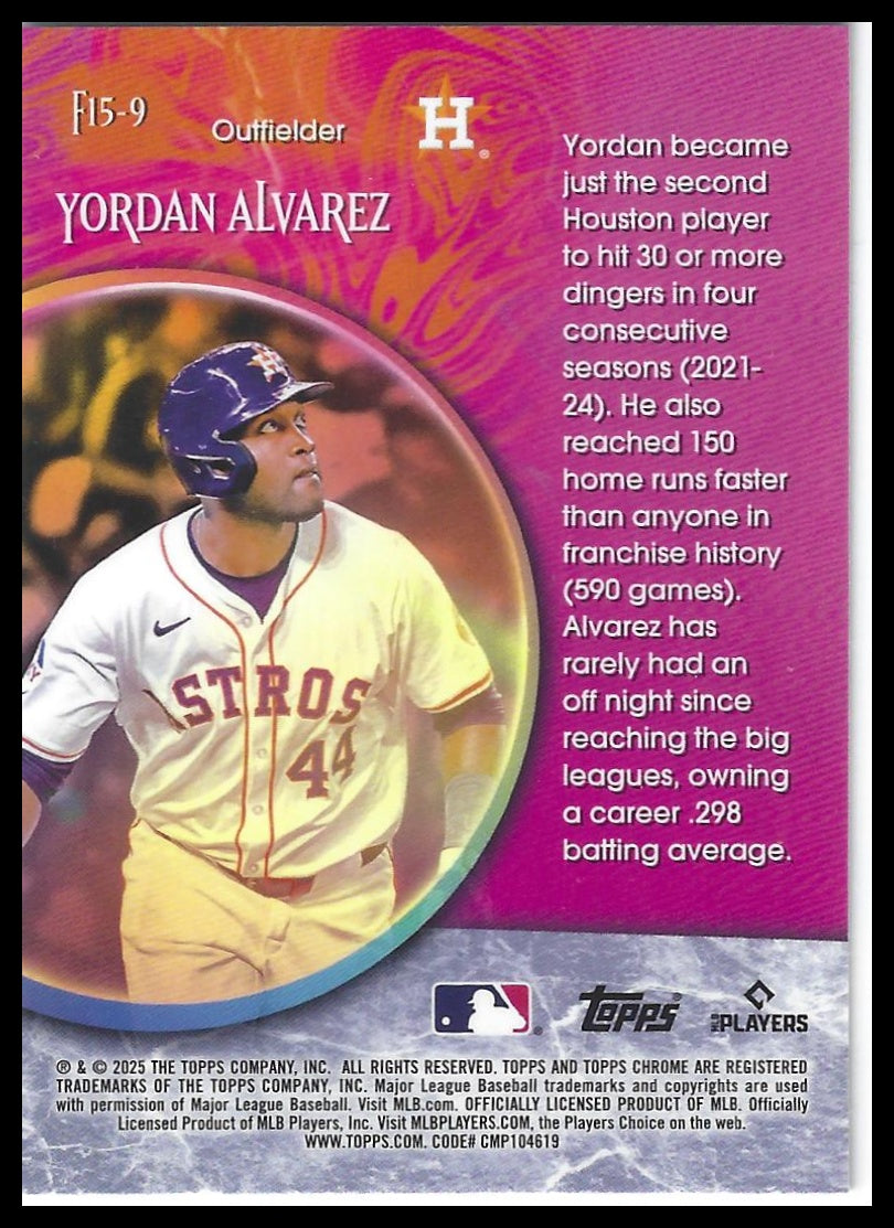 2025 Topps Chrome #F15-9 Yordan Alvarez Fortune 15