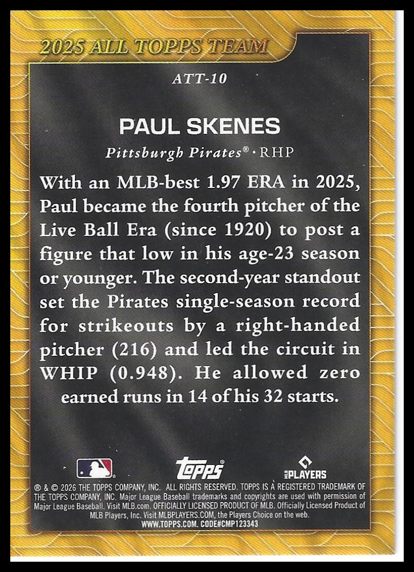 2026 Topps #ATT-10 Paul Skenes 2025 All Topps Team