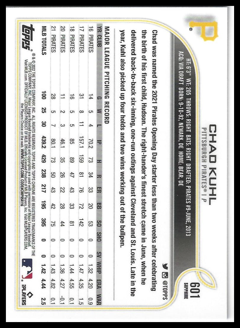 2022 Topps Chrome Sapphire Edition #601 Chad Kuhl