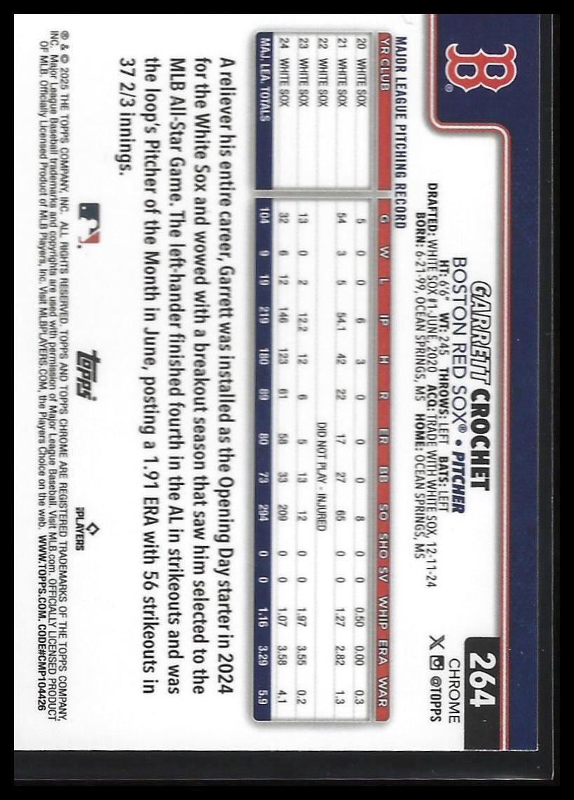 2025 Topps Chrome #264 Garrett Crochet Raywave Refractors