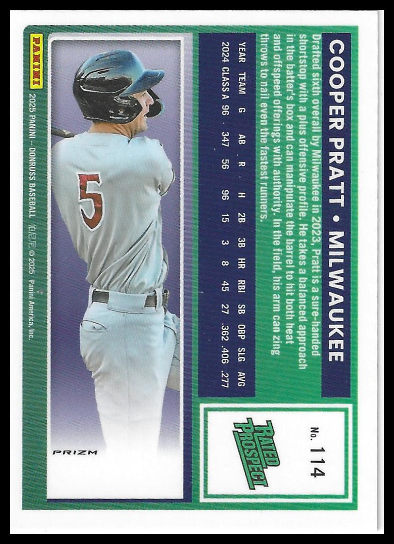 2025 Donruss #114 Cooper Pratt Optic Black Pandora