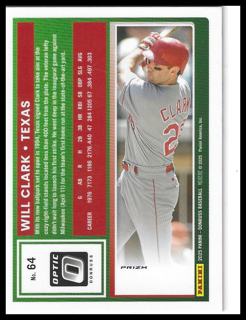 2025 Donruss #64 Will Clark Optic Black Pandora