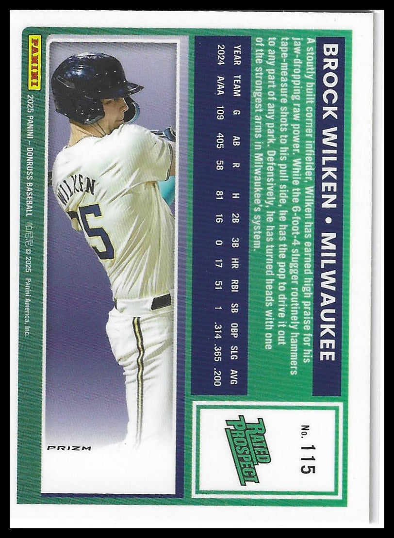2025 Donruss #115 Brock Wilken Optic Orange Velocity