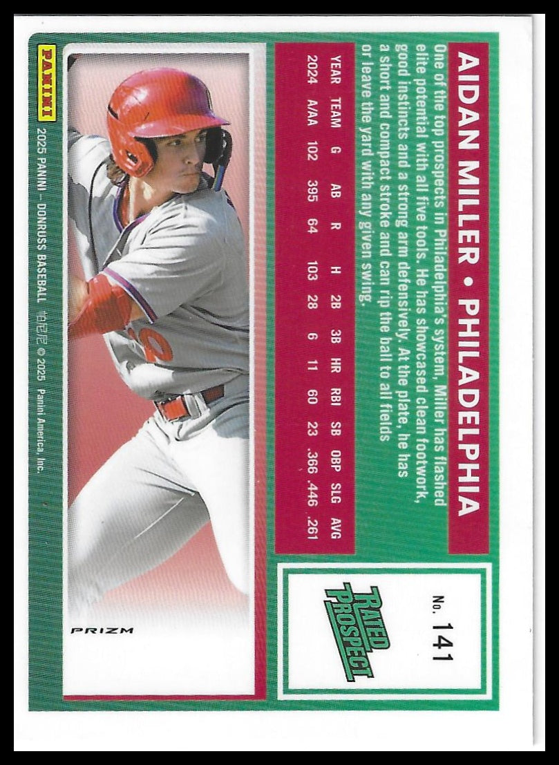 2025 Donruss #141 Aidan Miller Optic Blue Velocity