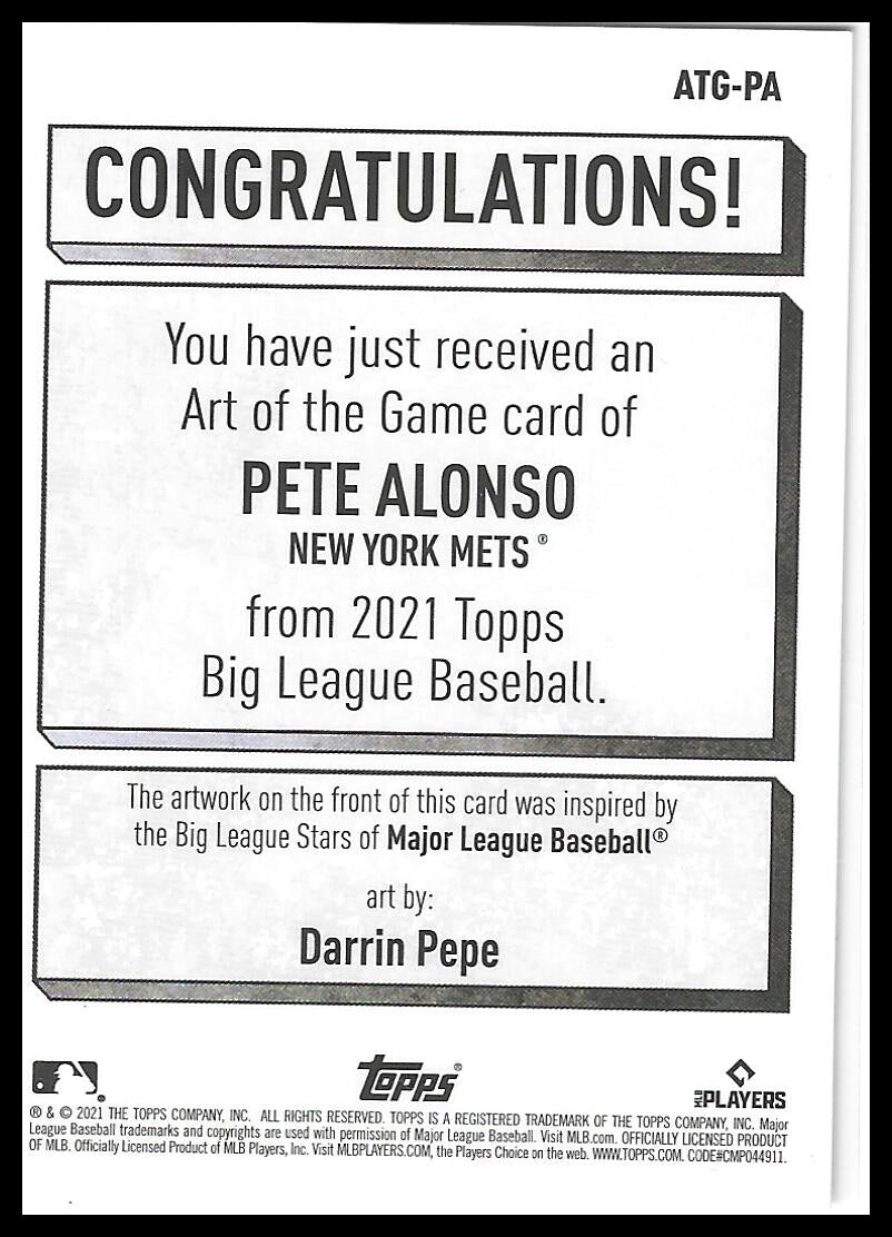 2021 Topps Big League #ATG-PA Pete Alonso Art of the Game