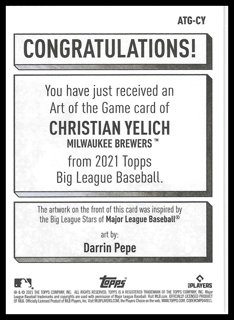 2021 Topps Big League #ATG-CY Christian Yelich Art of the Game