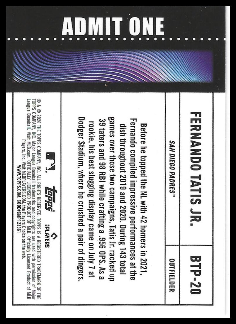 2026 Topps #BTP-20 Fernando Tatis Jr. Big Ticket Players