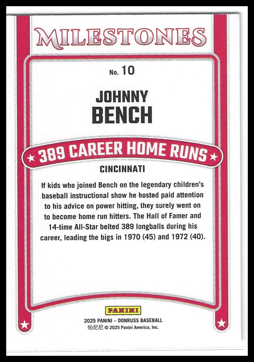 2025 Donruss #10 Johnny Bench Milestones