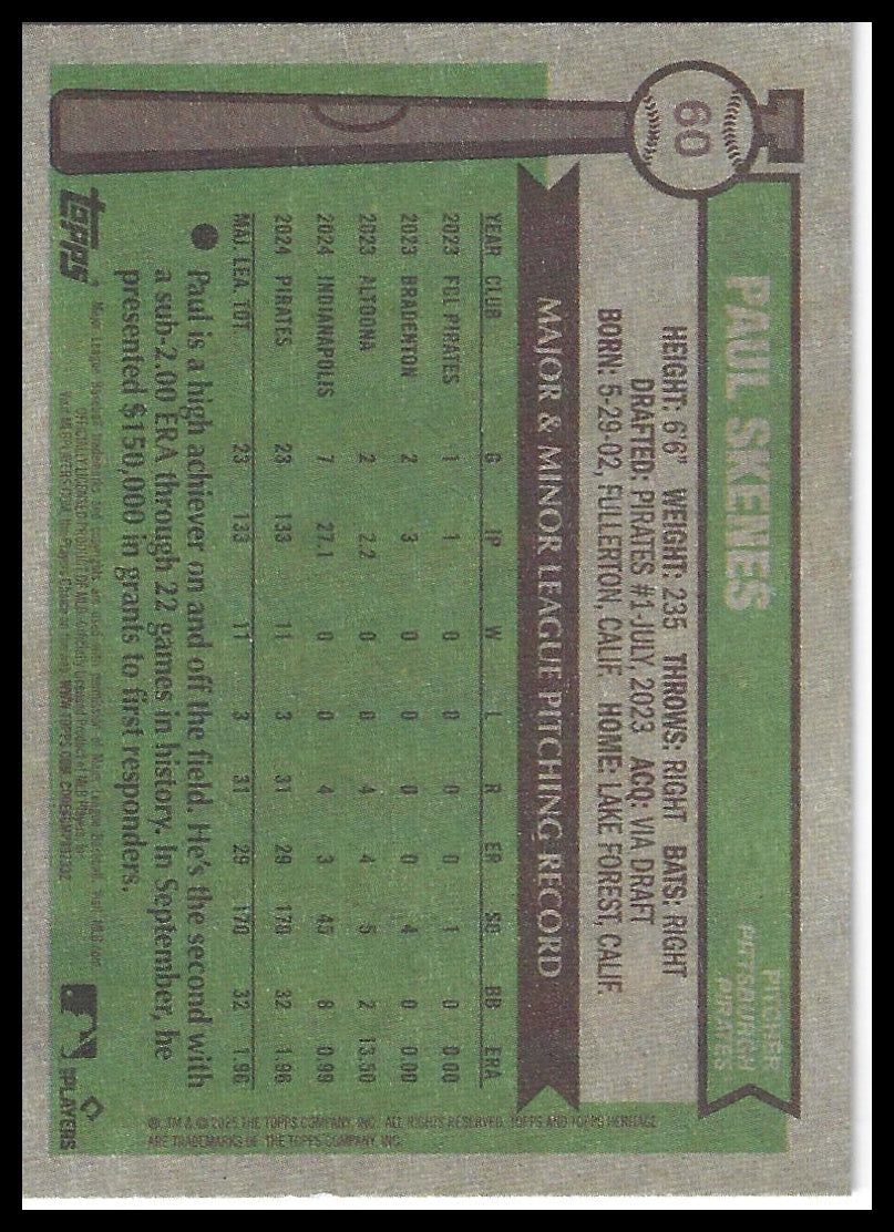 2025 Topps Heritage #60 Paul Skenes