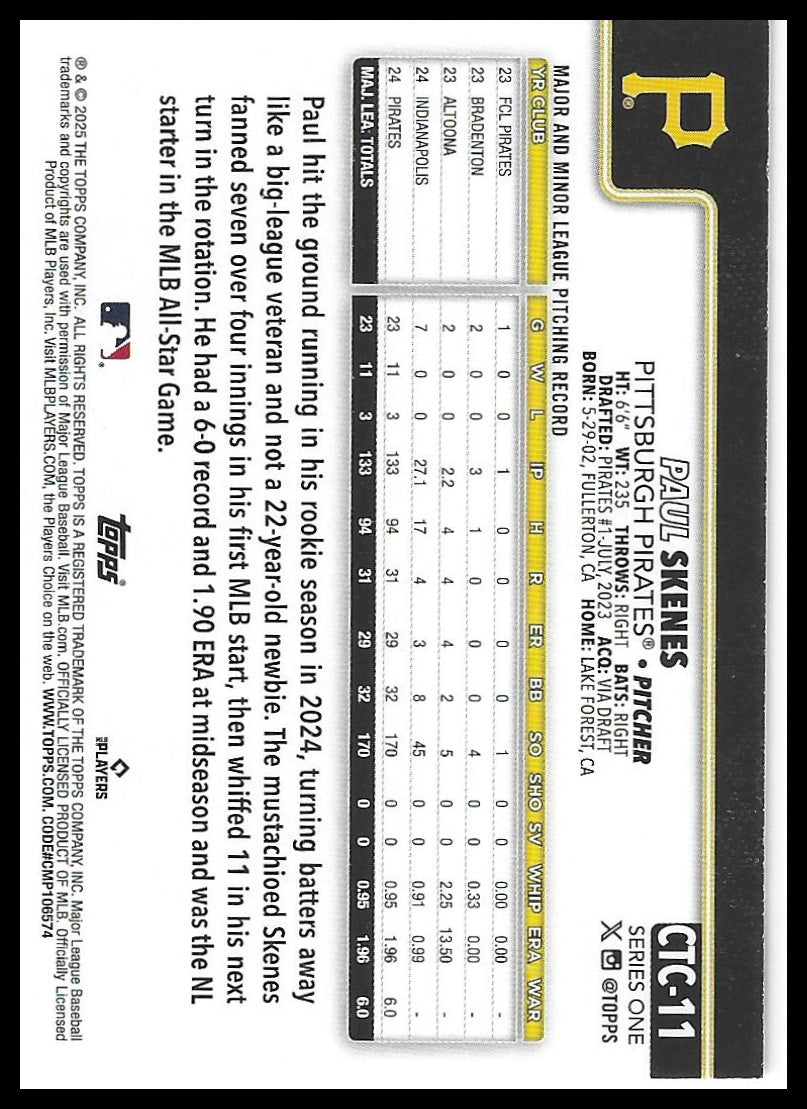 2025 Topps #CTC-11 Paul Skenes Flagship Collection Companion Cards