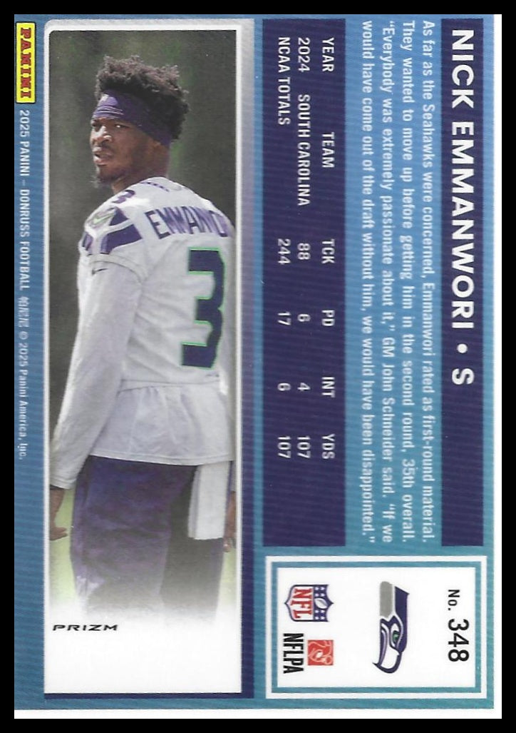 2025 Donruss #348 Nick Emmanwori Optic Rated Rookies Preview Red Pandora