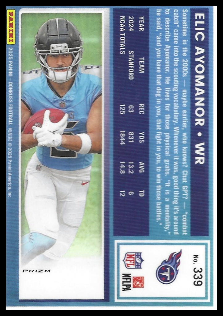 2025 Donruss #339 Elic Ayomanor Optic Rated Rookies Preview Red Pandora