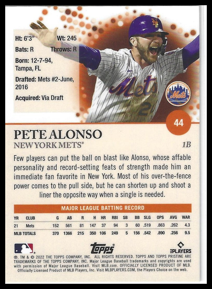 2022 Topps Pristine #44 Pete Alonso