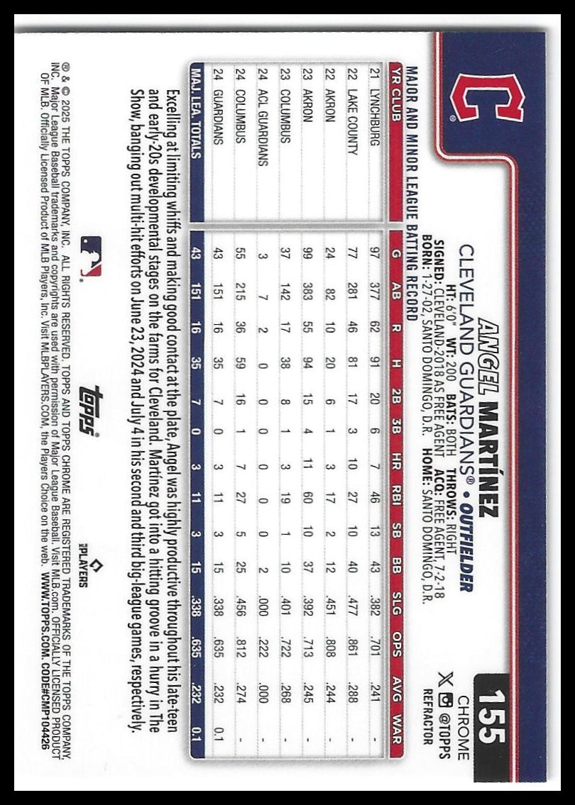 2025 Topps Chrome #155 Angel Martínez Refractors