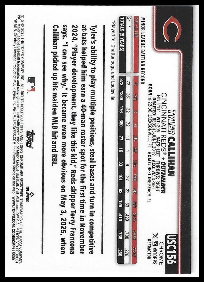 2025 Topps Chrome Update #USC156 Tyler Callihan Refractors