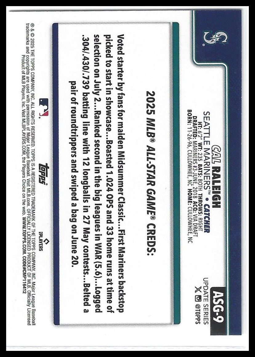 2025 Topps Update #ASG-9 Cal Raleigh 2025 All-Star Game