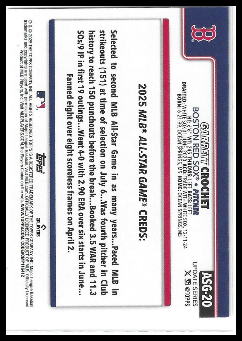 2025 Topps Update #ASG-20 Garrett Crochet 2025 All-Star Game