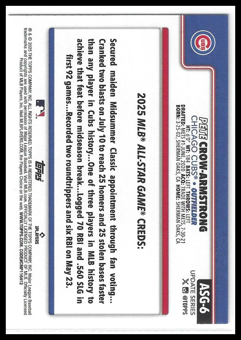 2025 Topps Update #ASG-6 Pete Crow-Armstrong 2025 All-Star Game