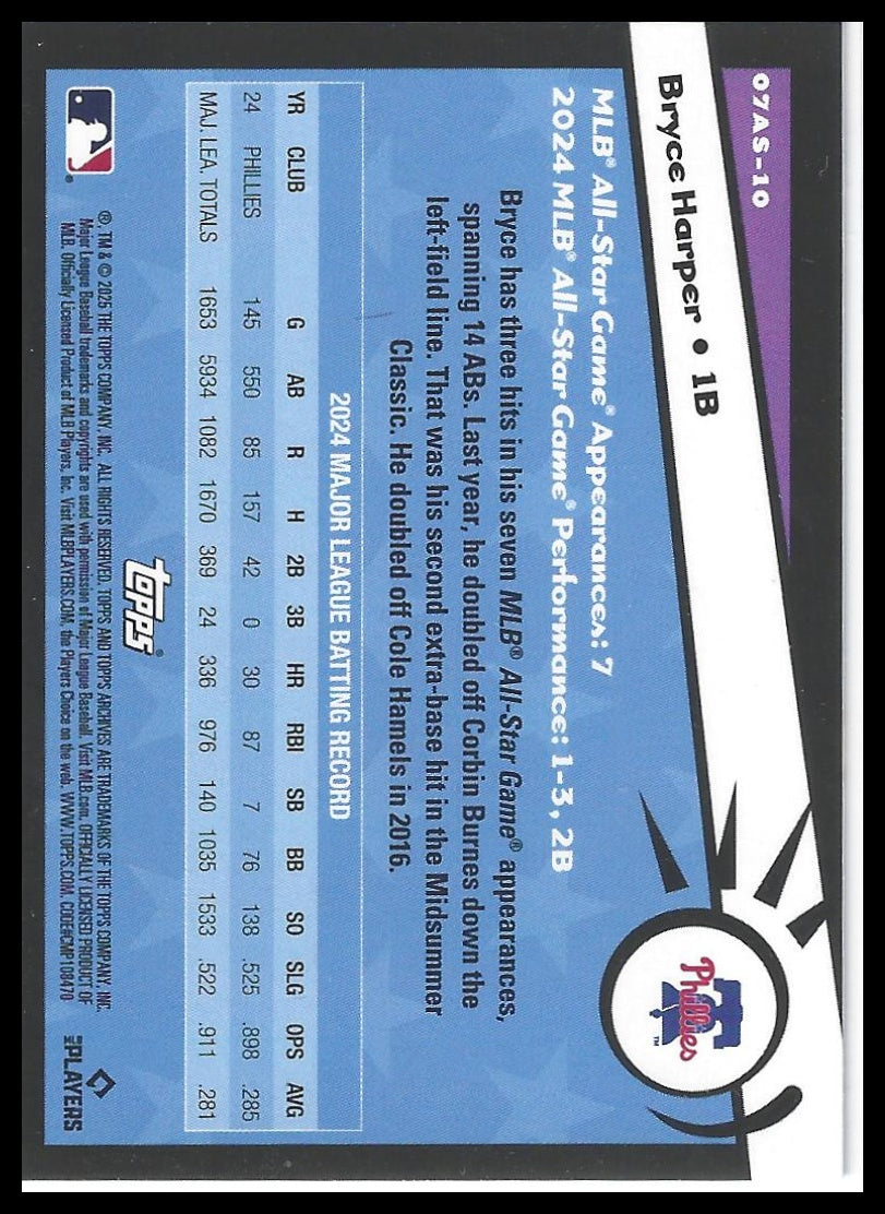 2025 Topps Archives #07AS-10 Bryce Harper 2007 Topps All-Stars
