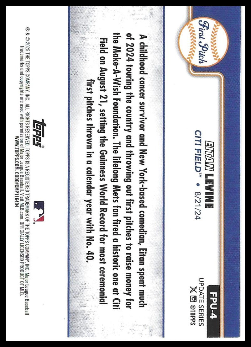 2025 Topps Update #FPU-4 Eitan Levine First Pitch