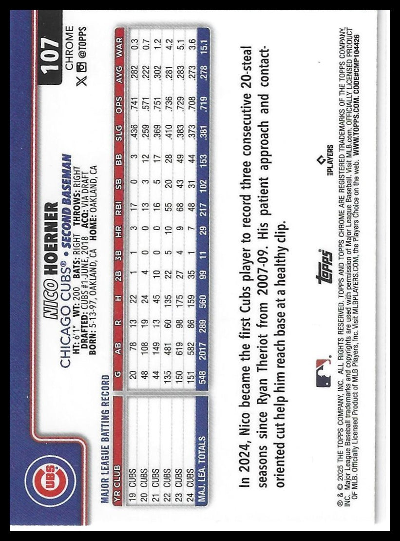 2025 Topps Chrome #107 Nico Hoerner Sepia Refractors