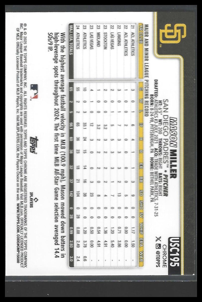 2025 Topps Chrome Update #USC195 Mason Miller Sepia Refractors