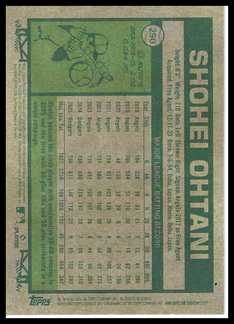 2026 Topps Heritage #290 Shohei Ohtani
