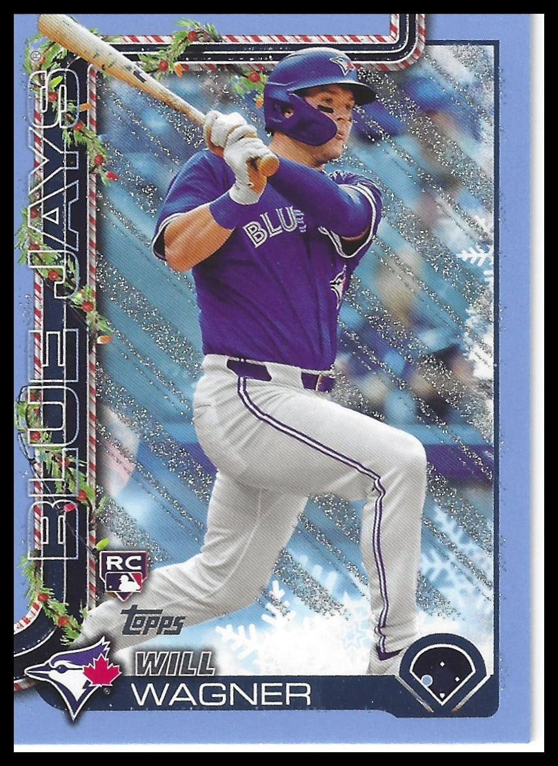 2025 Topps Holiday #H108 Will Wagner Light Blue & White Glitter Holiday