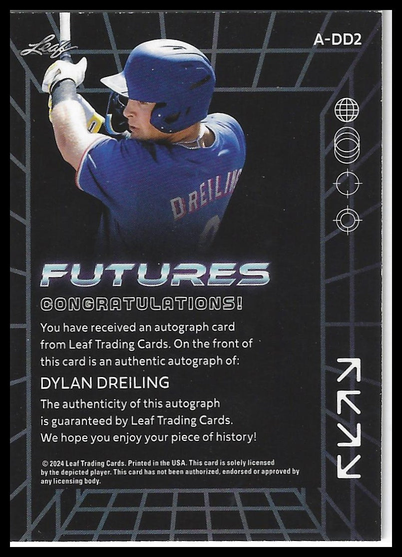 2024 Leaf Futures #A-DD2 Dylan Dreiling Autographs Platinum #/15