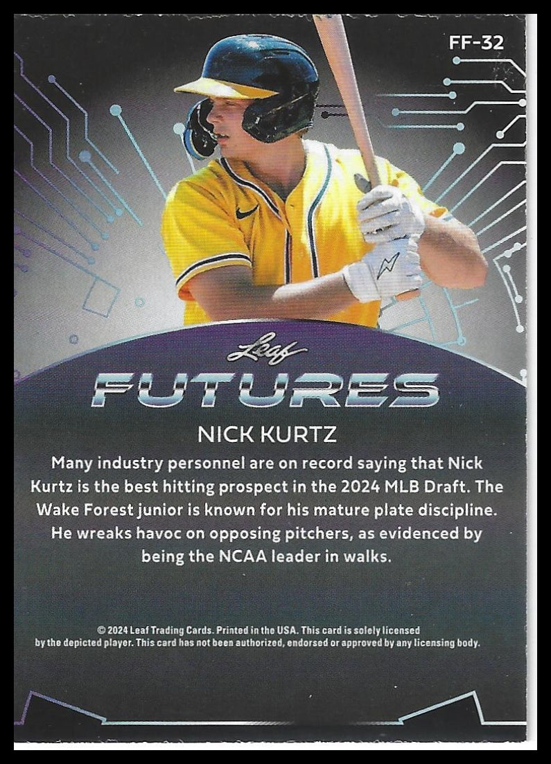 2024 Leaf Futures #FF-32 Nick Kurtz Future Foil Bronze