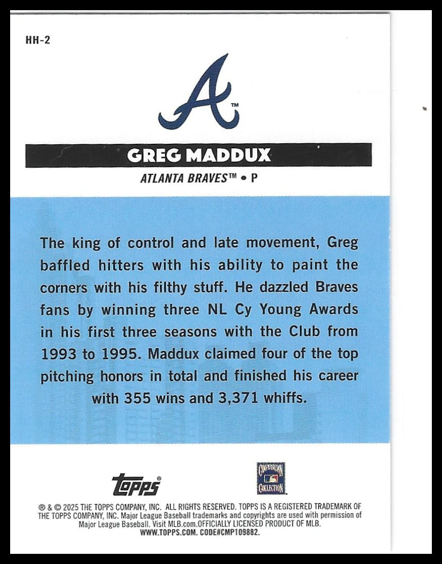 2025 Topps All-Star Game #HH-2 Greg Maddux Homegrown Heroes