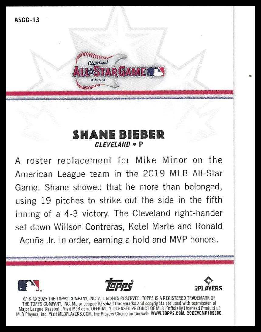 2025 Topps All-Star Game #ASGG-13 Shane Bieber All-Star Game Greats