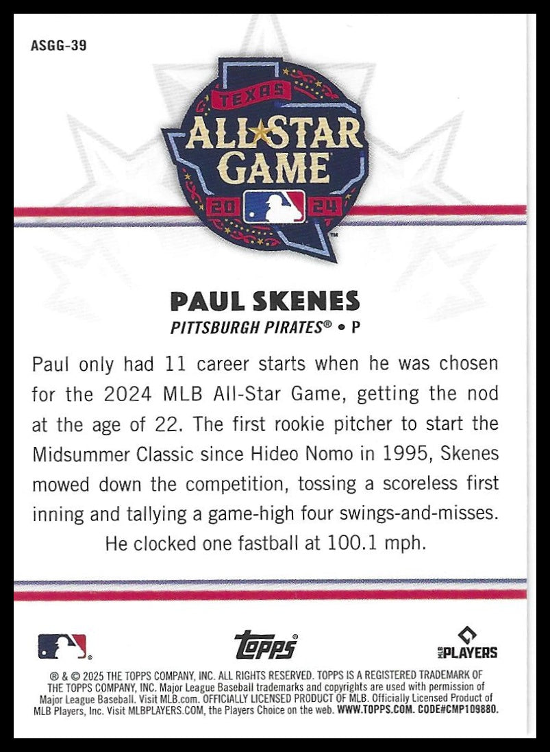 2025 Topps All-Star Game #ASGG-39 Paul Skenes All-Star Game Greats