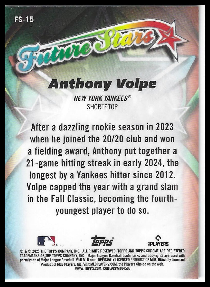 2025 Topps Chrome #FS-15 Anthony Volpe Future Stars