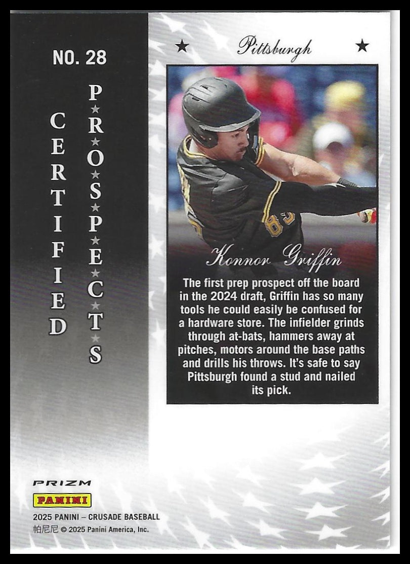 2025 Panini Crusade #28 Konnor Griffin Certified Prospects
