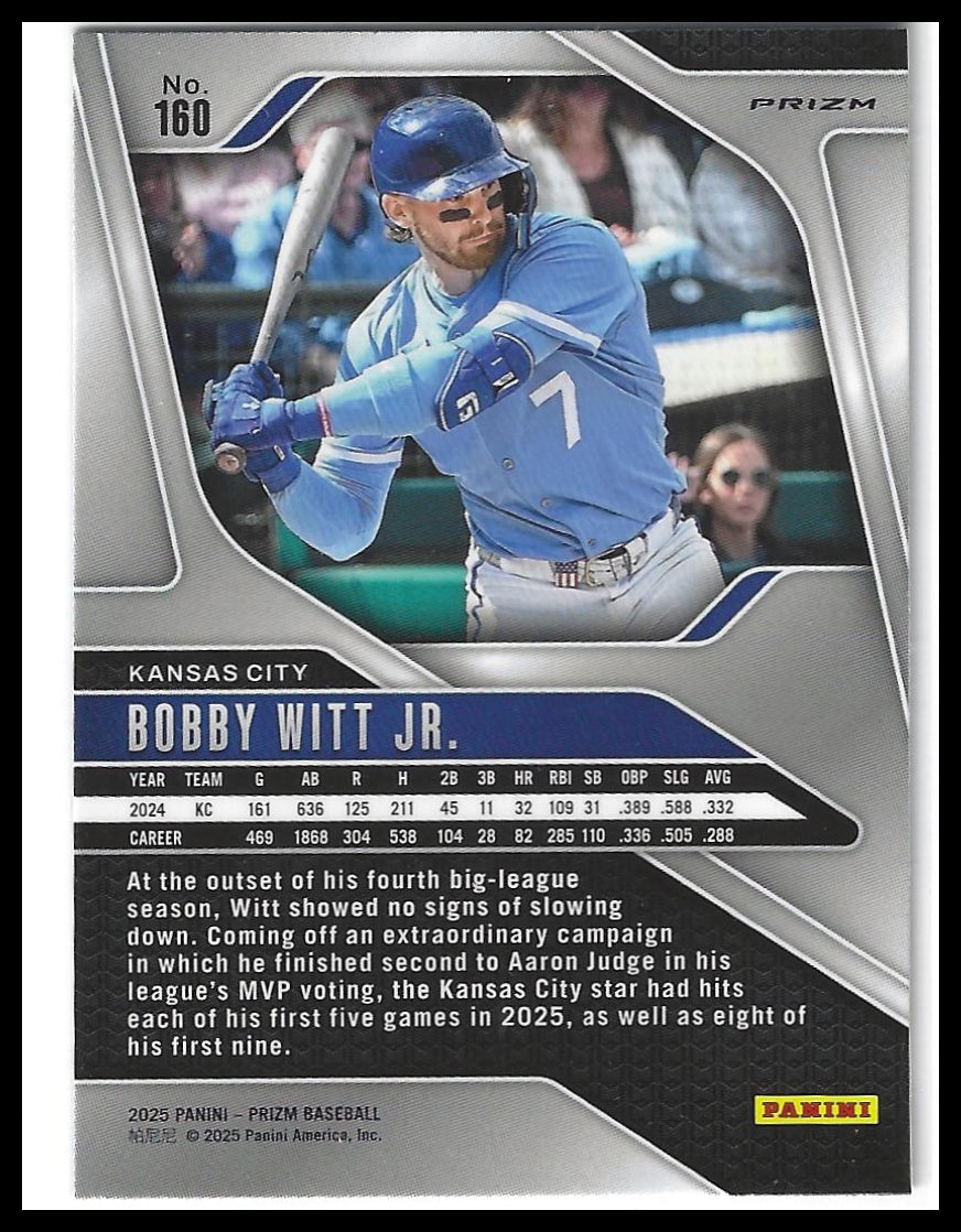 2025 Panini Prizm #160 Bobby Witt Jr. Blue Ice Prizms