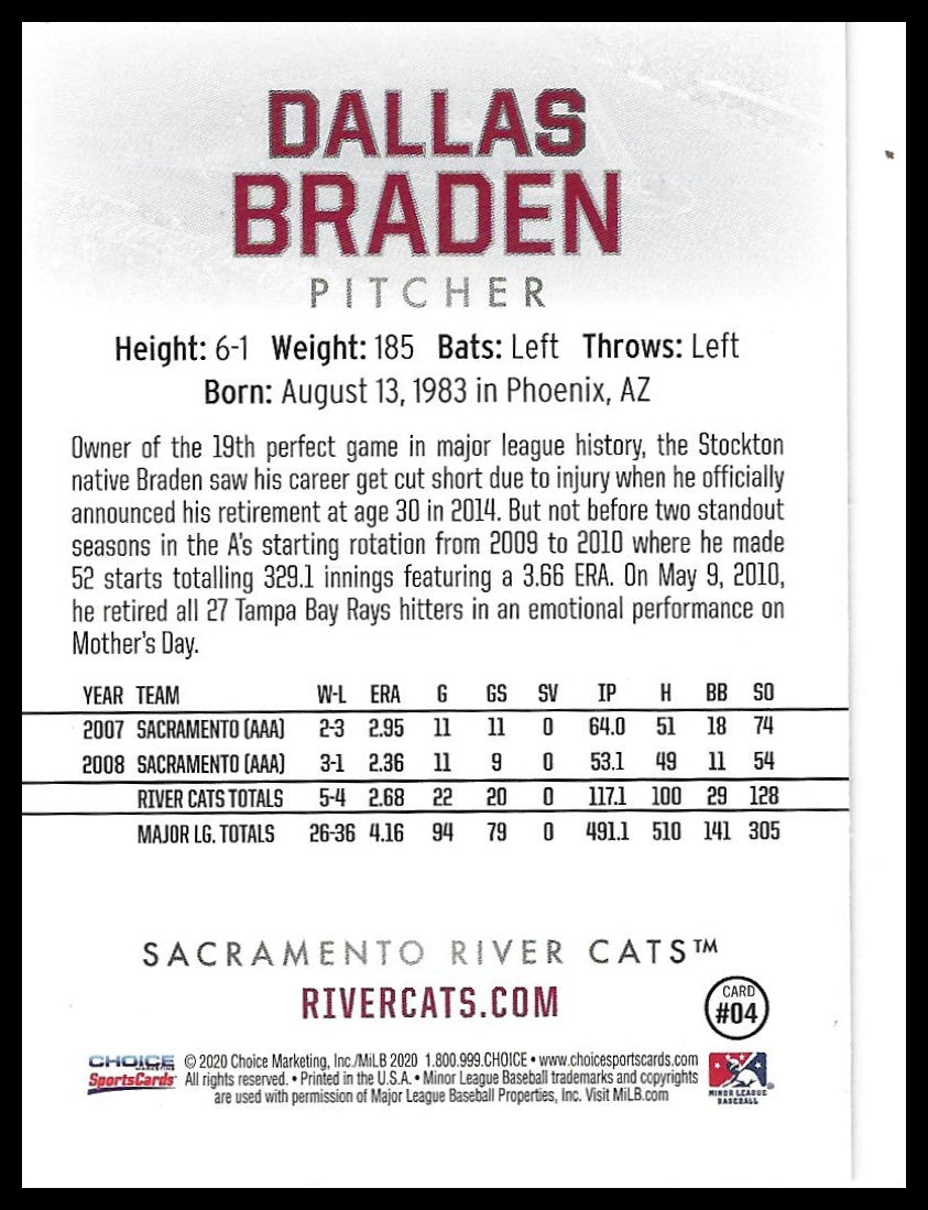 2020 Choice Sacramento River Cats Legends #04 Dallas Braden